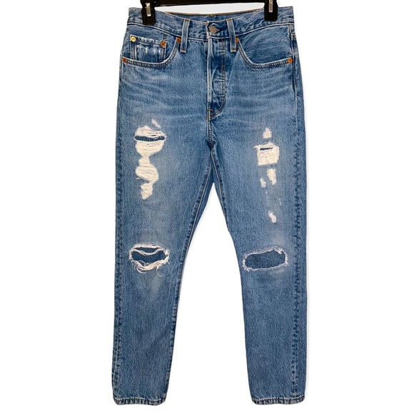 LEVI’S 501 Skinny Distressed Jeans Size 26 - Picture 2 of 13